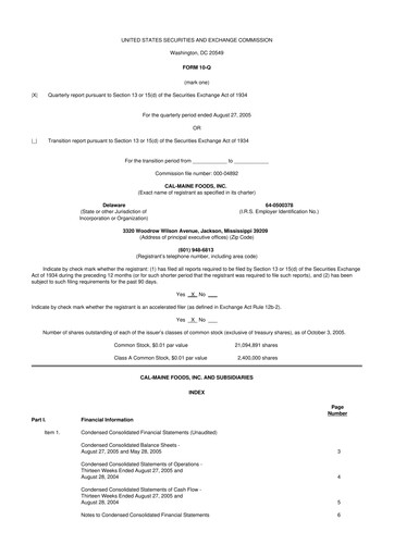 Thumbnail Cal-Maine Foods 10-Q Quarterly Report FY 