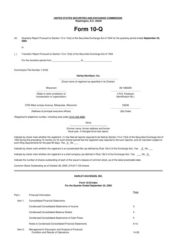 Miniature Harley-Davidson
 10-Q Rapport trimestriel  