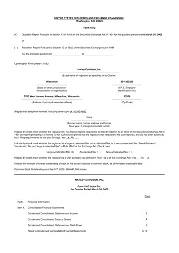 Miniature Harley-Davidson
 10-Q Rapport trimestriel  