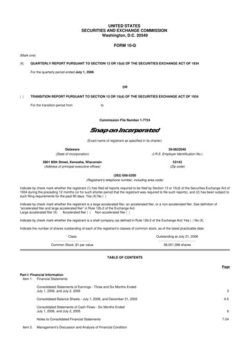 Thumbnail Snap-on 10-Q Quarterly Report FY 