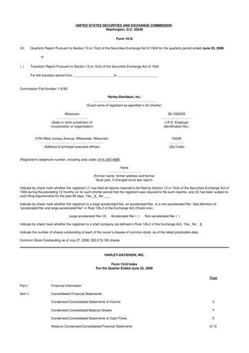 Miniature Harley-Davidson
 10-Q Rapport trimestriel  