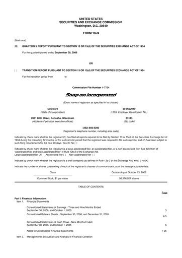 Thumbnail Snap-on 10-Q Quarterly Report FY 