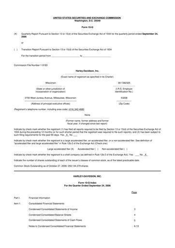 Miniature Harley-Davidson
 10-Q Rapport trimestriel  