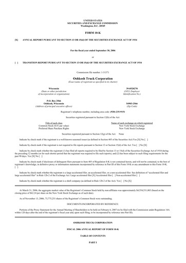 Thumbnail Oshkosh Corporation
 10-K Annual Report 