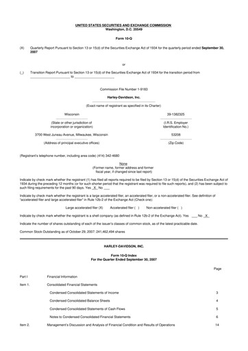 Miniature Harley-Davidson
 10-Q Rapport trimestriel  