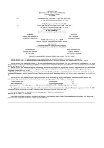 Thumbnail Alamo Group 10-K Annual Report 2011