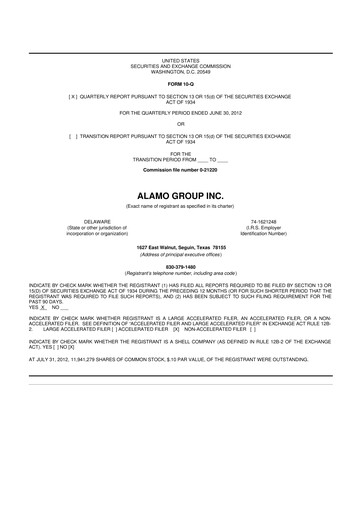 Thumbnail Alamo Group 10-Q Quarterly Report FY2012 