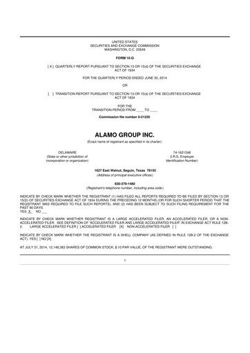 Thumbnail Alamo Group 10-Q Quarterly Report FY2014 
