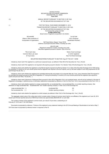 Thumbnail Alamo Group 10-K Annual Report 2014