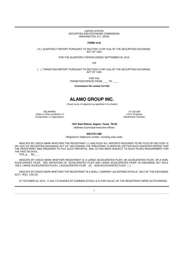 Thumbnail Alamo Group 10-Q Quarterly Report FY2015 