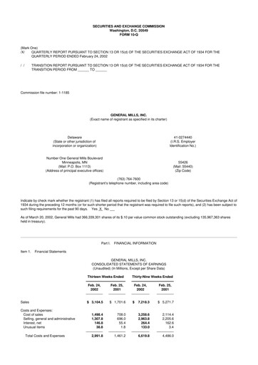 Thumbnail General Mills 10-Q Quarterly Report FY 