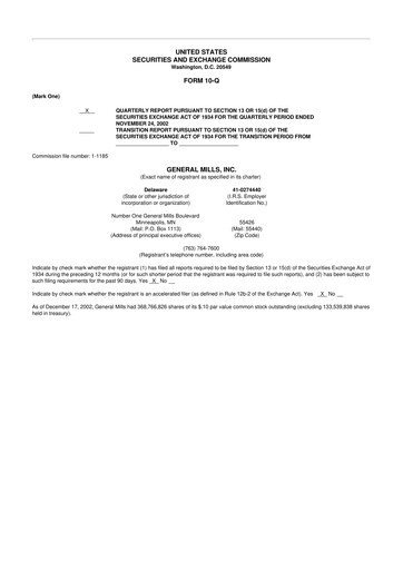 Thumbnail General Mills 10-Q Quarterly Report FY 