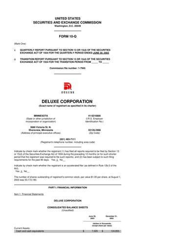 Thumbnail Deluxe Corporation 10-Q Quarterly Report FY 