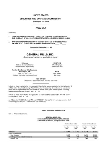 Thumbnail General Mills 10-Q Quarterly Report FY 