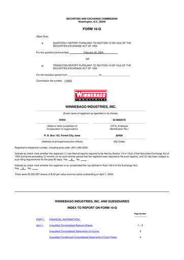 Vorschaubild Winnebago Industries 10-Q Quartalsbericht  