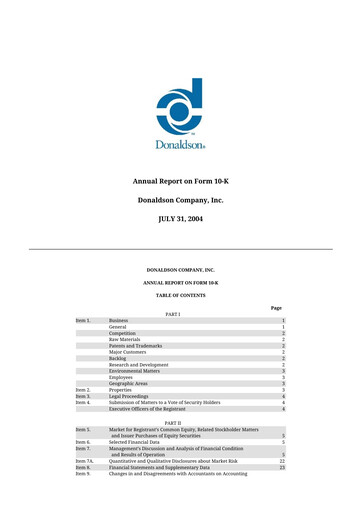 Thumbnail Donaldson Company 10-K Annual Report 
