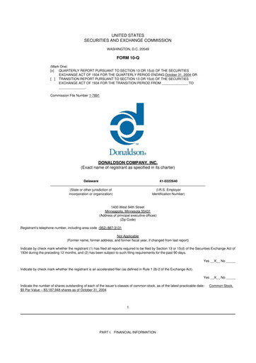 Thumbnail Donaldson Company 10-Q Quarterly Report FY 