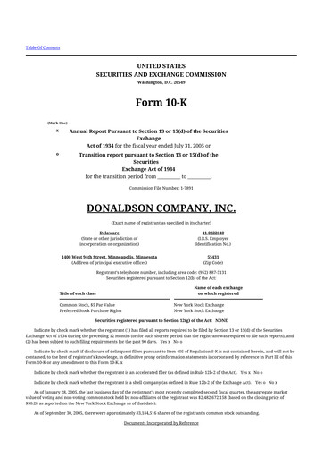 Thumbnail Donaldson Company 10-K Annual Report 