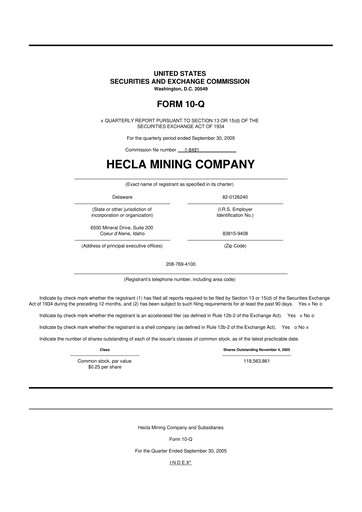 Thumbnail Hecla Mining
 10-Q Quarterly Report FY 
