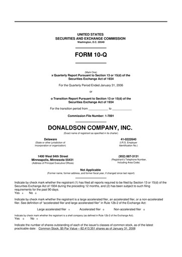 Thumbnail Donaldson Company 10-Q Quarterly Report FY 