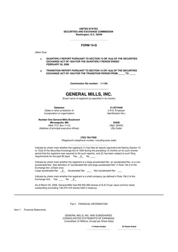 Thumbnail General Mills 10-Q Quarterly Report FY 