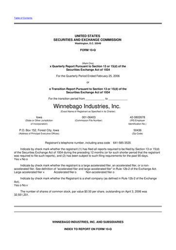 Vorschaubild Winnebago Industries 10-Q Quartalsbericht  