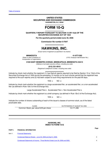 Thumbnail Hawkins 10-Q Quarterly Report FY 