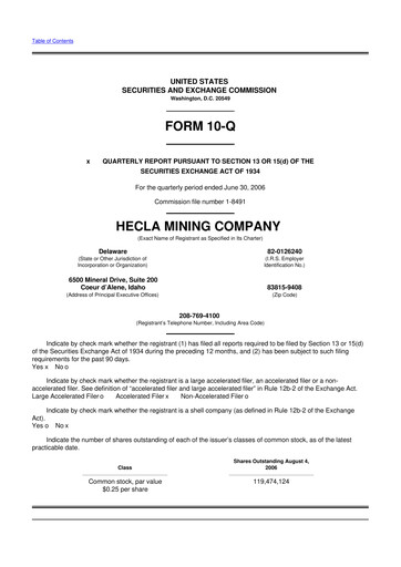 Thumbnail Hecla Mining
 10-Q Quarterly Report FY 
