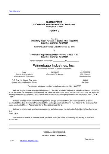 Vorschaubild Winnebago Industries 10-Q Quartalsbericht  