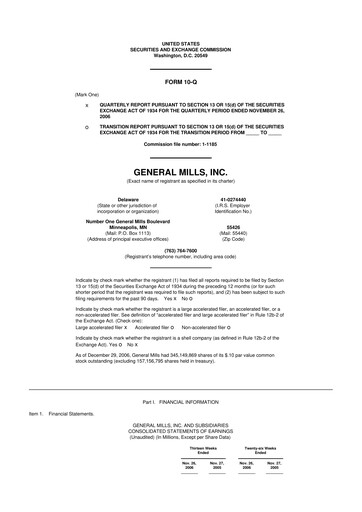 Thumbnail General Mills 10-Q Quarterly Report FY 