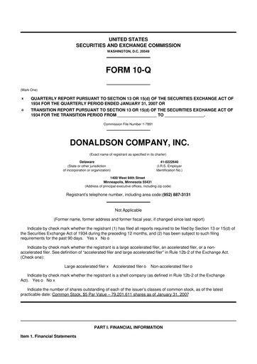 Thumbnail Donaldson Company 10-Q Quarterly Report FY 