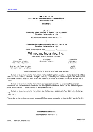 Vorschaubild Winnebago Industries 10-Q Quartalsbericht  