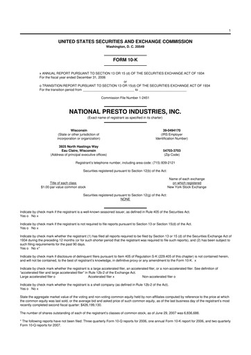 Vorschaubild National Presto Industries
 10-K Jahresbericht 