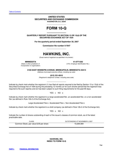 Thumbnail Hawkins 10-Q Quarterly Report FY 