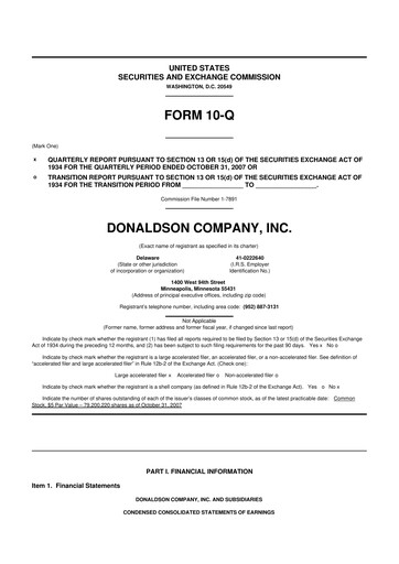 Thumbnail Donaldson Company 10-Q Quarterly Report FY 