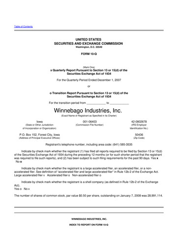 Vorschaubild Winnebago Industries 10-Q Quartalsbericht  
