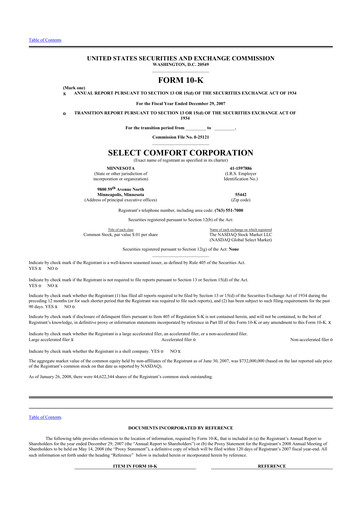 Thumbnail Sleep Number 10-K Annual Report 