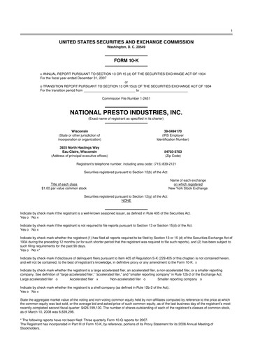 Vorschaubild National Presto Industries
 10-K Jahresbericht 