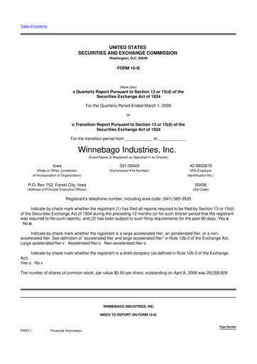 Vorschaubild Winnebago Industries 10-Q Quartalsbericht  