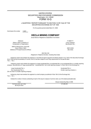Thumbnail Hecla Mining
 10-Q Quarterly Report FY 