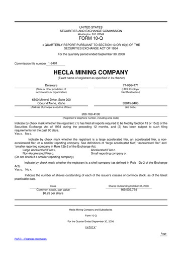 Thumbnail Hecla Mining
 10-Q Quarterly Report FY 
