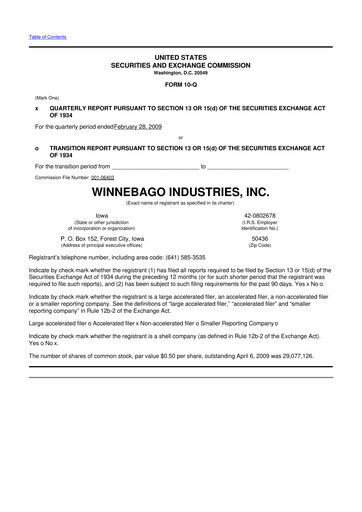 Vorschaubild Winnebago Industries 10-Q Quartalsbericht  