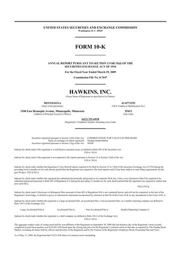 Thumbnail Hawkins 10-K Annual Report 