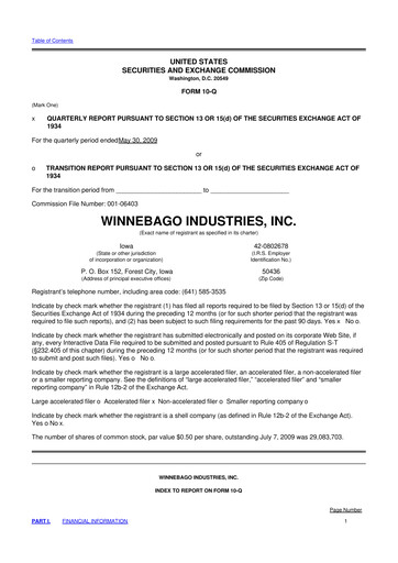 Vorschaubild Winnebago Industries 10-Q Quartalsbericht  