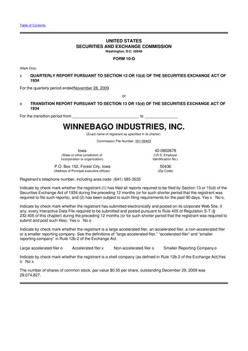 Vorschaubild Winnebago Industries 10-Q Quartalsbericht  