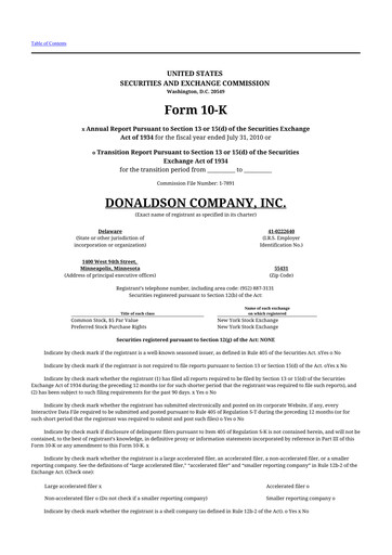 Thumbnail Donaldson Company 10-K Annual Report 