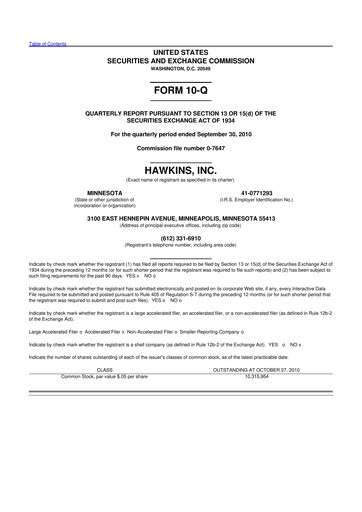 Thumbnail Hawkins 10-Q Quarterly Report FY 