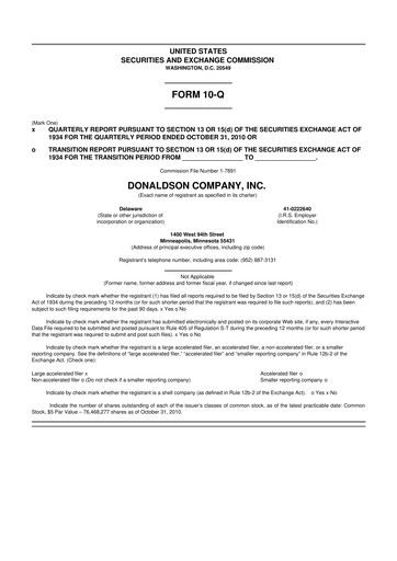 Thumbnail Donaldson Company 10-Q Quarterly Report FY2011 