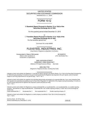 Thumbnail Flexsteel Industries 10-Q Quarterly Report FY 
