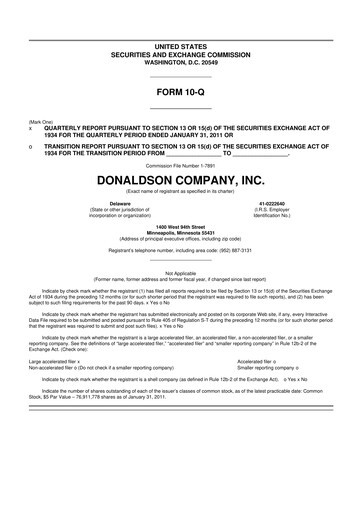 Thumbnail Donaldson Company 10-Q Quarterly Report FY2011 